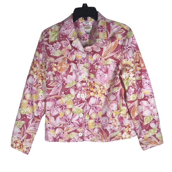Talbots Jackets & Blazers - Talbots Jacket Womens Size Small Pink & Yellow Button-Up Floral Vibrant Preowned